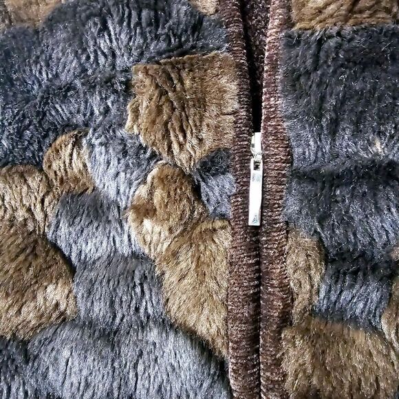 VICTORIA HARBOUR Vintage Brown Vest Full  Zip Faux Fur Pockets On Both Sides - Picture 3 of 6
